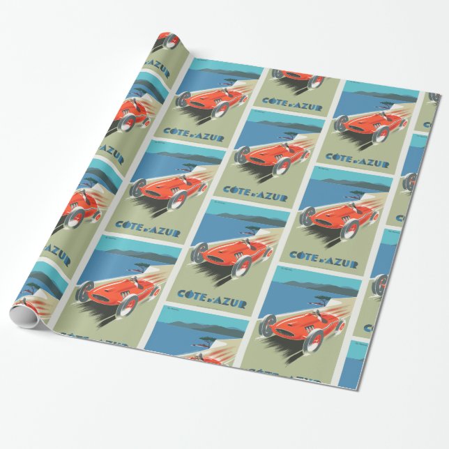 Papel De Regalo Poster de Viajes Franceses Cote d Azur (Desenrollado)