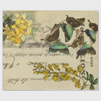 Papel De Regalo Posters de Decoupage del francés de la mariposa