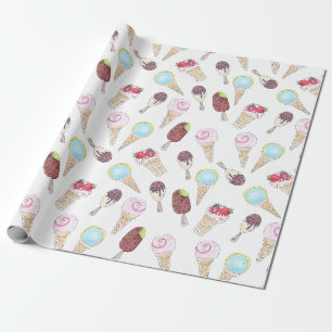 Papel De Regalo Postre de color acuático delicioso carrito de hel