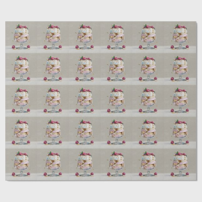 Papel De Regalo Postre de frambuesa con impasto elegante (Superficie plana)