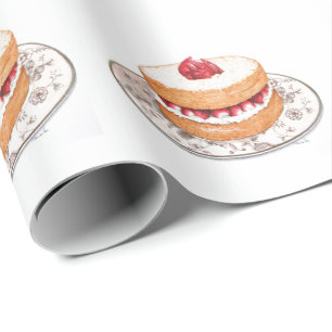 Papel De Regalo Postre de tarta de fresa de época