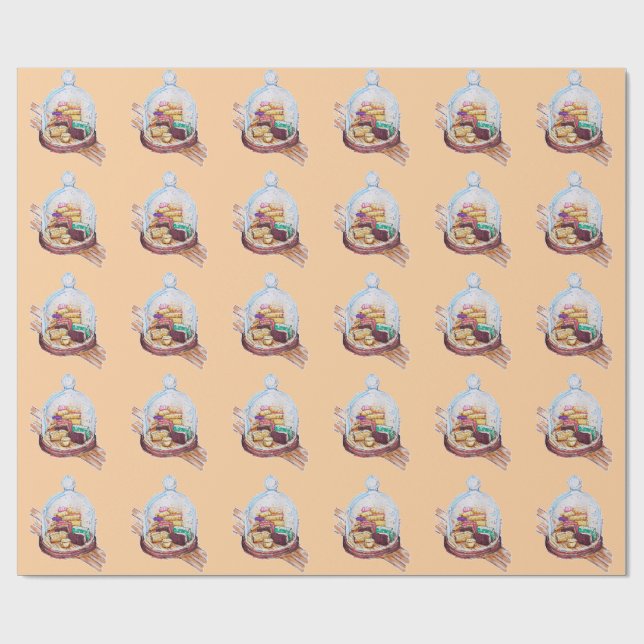 Papel De Regalo Postres bajo la cúpula de vidrio (Superficie plana)