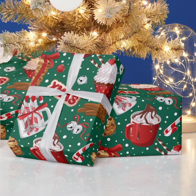 Papel De Regalo Postres navideños festivos Patrón sin inconvenient (Vacaciones)