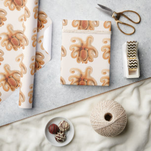 Papel De Regalo Poulpo Salutii, Animales Acuáticos Marinos Antiguo
