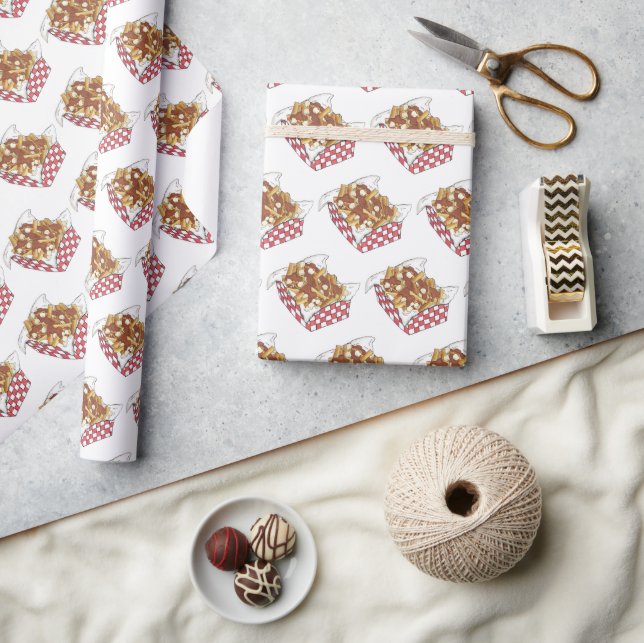 Papel De Regalo Poutine Quebec Canadá Alimentos canadienses Fries  (Artesanía)