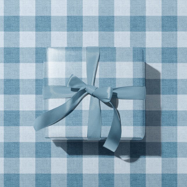 Papel De Regalo Powder Blue Gingham Buffalo Check Linen Texture (Subido por el creador)