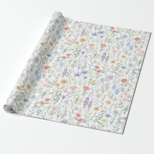 Papel De Regalo Pradera de flores silvestres femenina coqueta