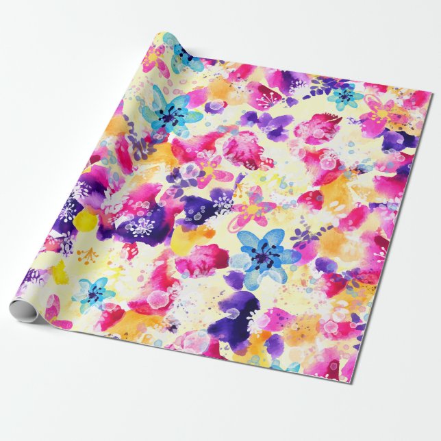 Papel De Regalo Pradera de flores silvestres shabby (Desenrollado)