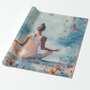 Papel De Regalo Prado de la puesta de sol Meditación con mariposas