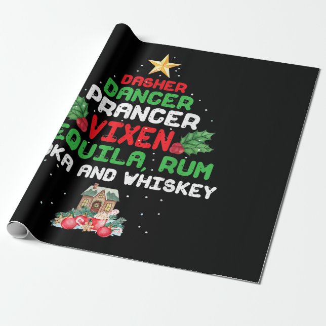 Papel De Regalo Prancer Vixen Tequila, bailarín del árbol (Desenrollado)