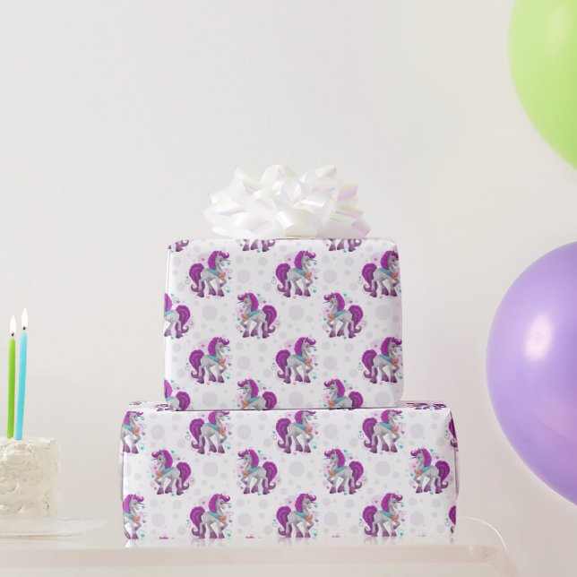 Papel De Regalo Prancing Unicorns  Wrapping Paper (Regalos de fiesta)