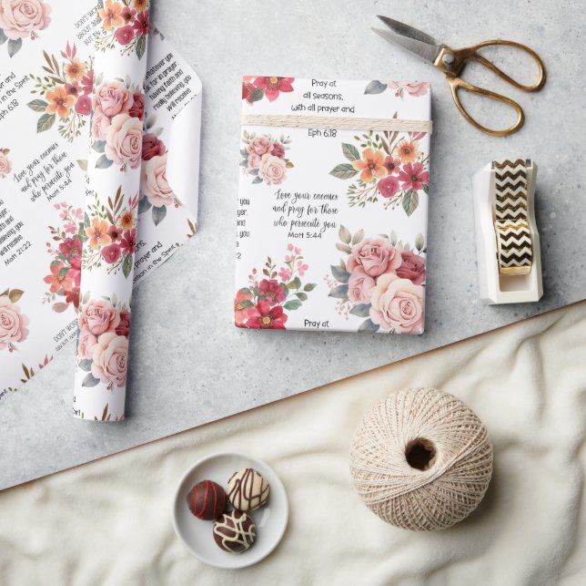 Papel De Regalo PRAYER Peach Floral (Artesanía)