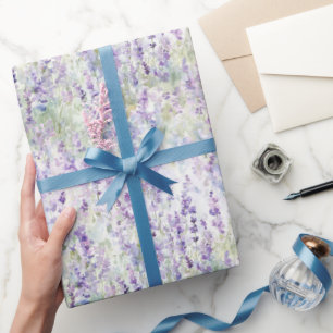 Papel De Regalo Precioso Baño de Novia con Flores Purpúreas Románt