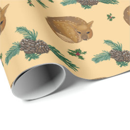Papel De Regalo Precioso cervatillo con ramas delicadas de bosque
