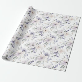 Papel De Regalo Precioso Flores de Lavanda Marfil Púrpura Baño Nup