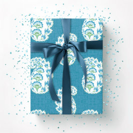 Papel De Regalo Precioso Paisley en Verde y Aqua