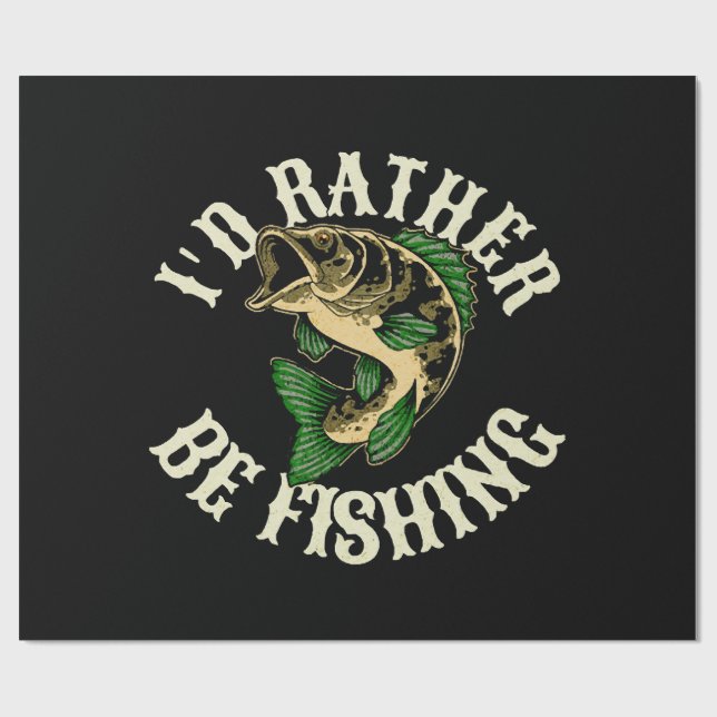 Papel De Regalo Prefiero estar pescando divertido (Superficie plana)