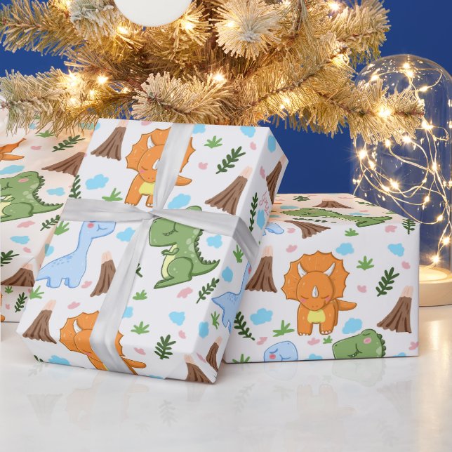 Papel de regalo prehistórico divertido para niños  (Vacaciones)