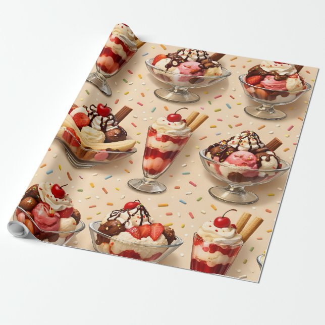 Papel de regalo premium para helado sundae (Desenrollado)