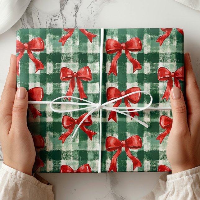 Papel De Regalo Preppy Bow Plaid Christmas (Subido por el creador)