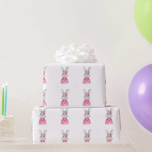 Papel De Regalo Preppy Bunny Rabbit Bow (Regalos de fiesta)