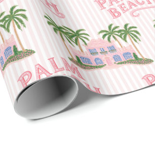 Papel De Regalo Preppy Caprichoso Rosa y Verde Palm Beach