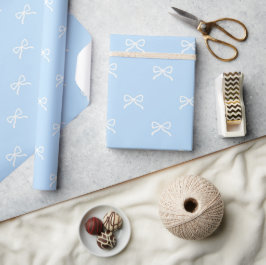 Papel De Regalo Preppy Chic  Patrón de Lazo Azul Pastel Primavera 