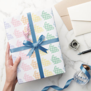 Papel De Regalo Preppy Easter Bunny Gingham Pastel