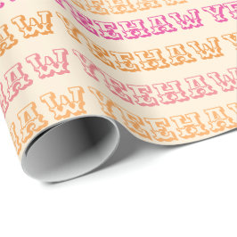 Papel De Regalo Preppy Girly Cowgirl Yehaw Naranja Hot Pink