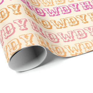 Papel De Regalo Preppy Girly Howdy Hot Pink Naranja