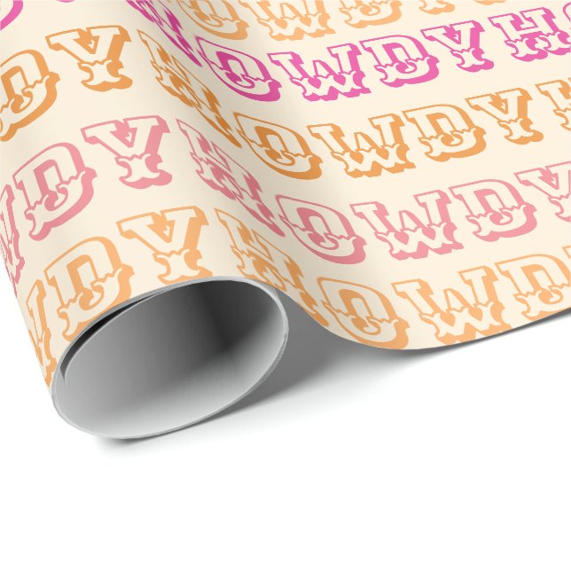 Papel De Regalo Preppy Girly Howdy Hot Pink Naranja (Esquina del rollo)