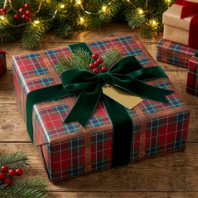 Papel De Regalo Preppy Lux Navidad Plaid II (Subido por el creador)