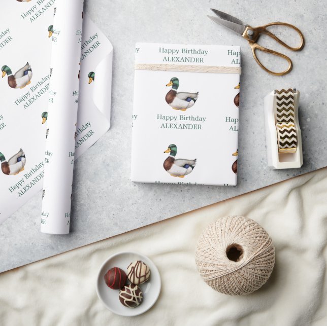 Papel De Regalo Preppy Mallard Duck Personalizado (Artesanía)