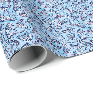 Papel De Regalo Preppy Palm Beach Print Blue Zebras