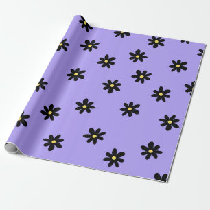 Papel De Regalo Preppy Purple Black Floral Simple Flower Pattern