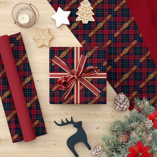 Papel De Regalo Preppy Red Christmas Plaid With Buckles (Subido por el creador)