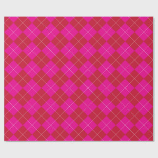 Papel De Regalo Preppy Rosa y Rojo Argyle Navidad Fiesta