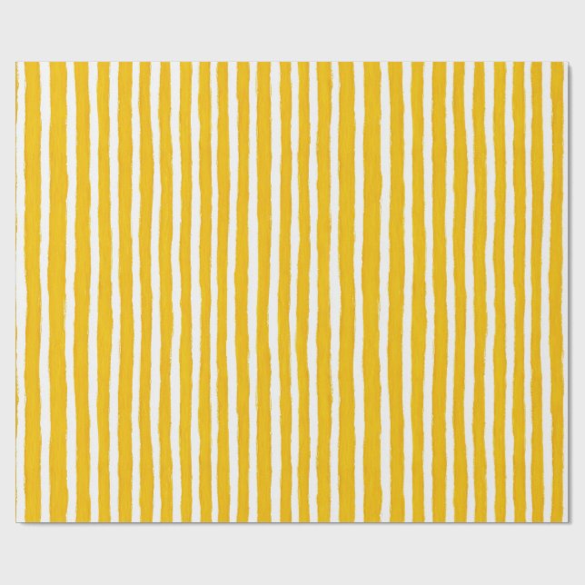 Papel De Regalo Preppy Summer Yellow and White Wrapping Paper (Superficie plana)