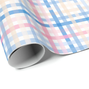 Papel De Regalo Preppy Watercolor Pastel gingham plaid Fiesta