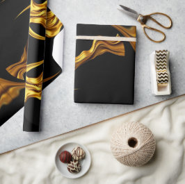 Papel De Regalo Presentación Sofisticada: Abstracto Negro y Oro