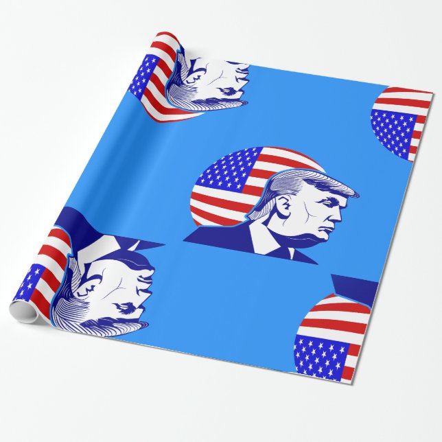 Papel De Regalo presidente de la bandera estadounidense donald tru (Desenrollado)