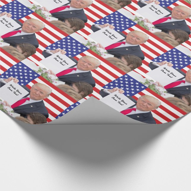 Papel De Regalo Presidente Donald Trump - escriba su propio texto (Esquina)