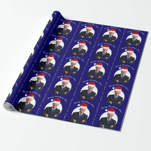 Papel De Regalo Presidente Joe Biden y Santa Hat (Desenrollado)