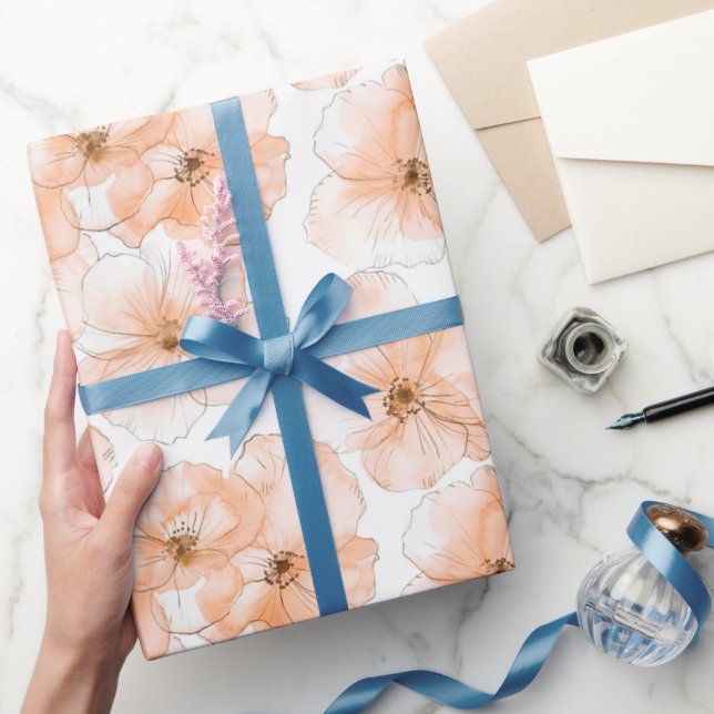 Papel De Regalo Pretty Peach Flowers Birthday (Regalar)