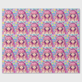 Papel De Regalo Pretty Pink Anime Girl's Birthday Party