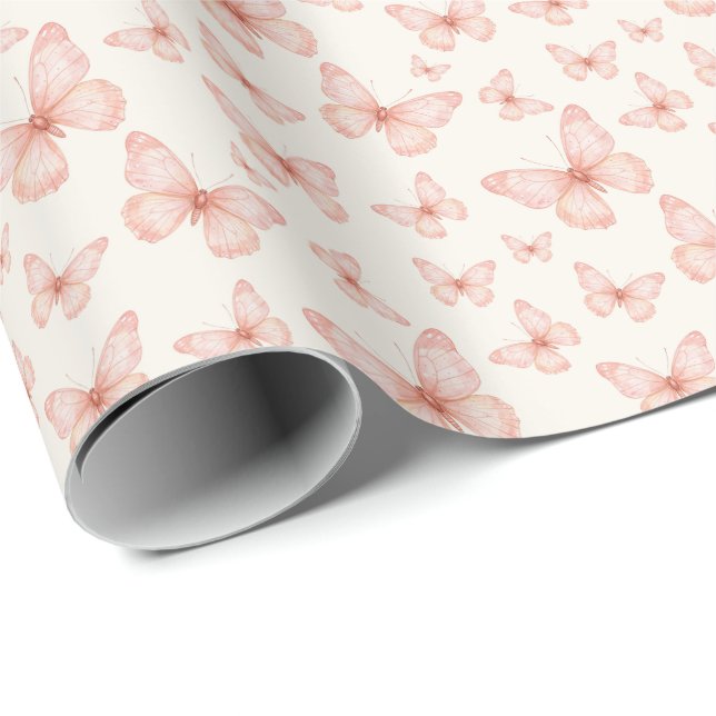 Papel De Regalo Pretty pink butterflies (Esquina del rollo)