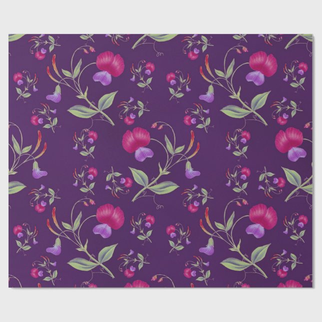 Papel De Regalo Pretty Purple and Pink Floral Pattern (Superficie plana)