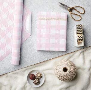 Papel De Regalo Pretty Strawberry Milkshake Pink Buffalo Plaid