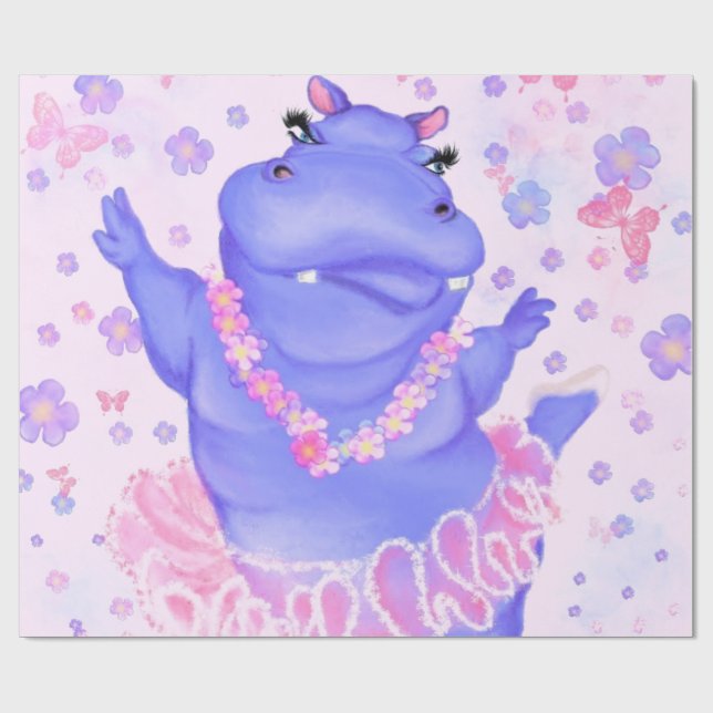 Papel De Regalo Prima Ballerina Hippo - Bailarina feliz (Superficie plana)