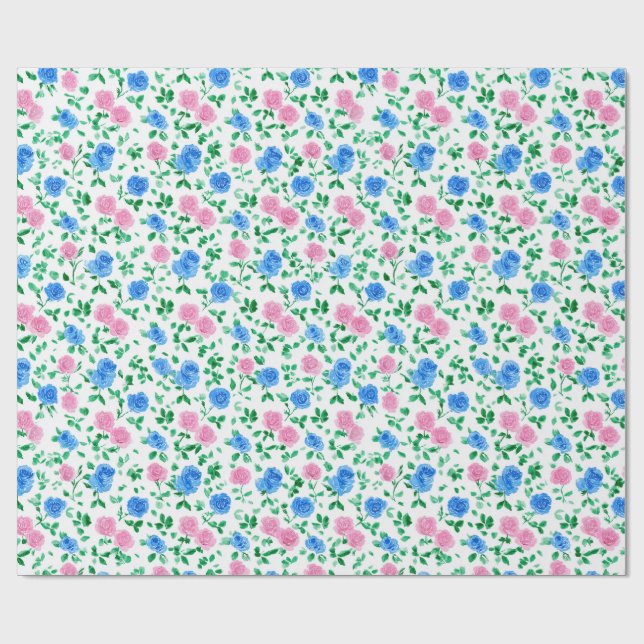 Papel De Regalo Primavera de los Rosas Abuelos Ditsy Preppy (Superficie plana)